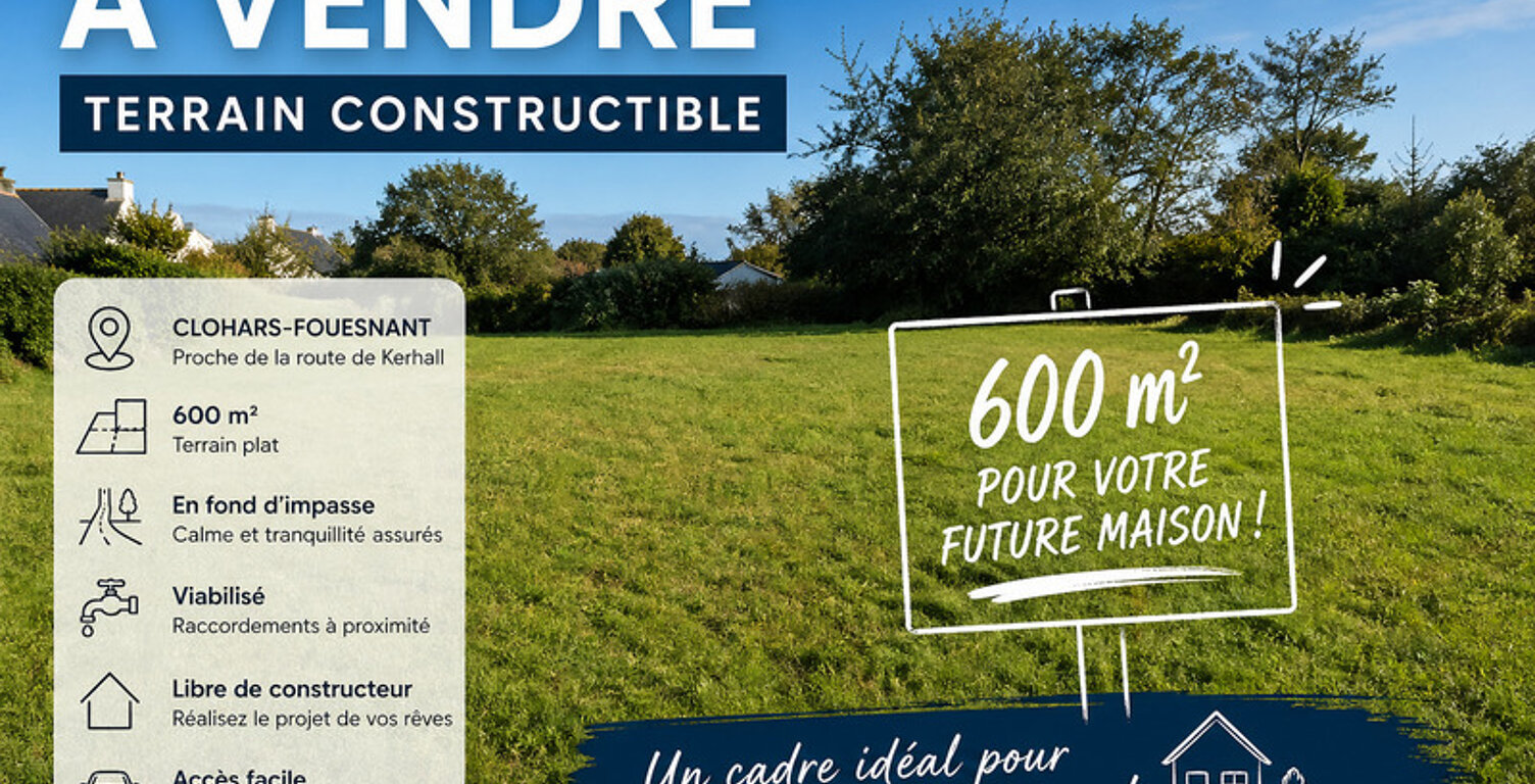 CLOHARS FOUESNANT (29) - Terrain 600 m² – Viabilisé, libre constructeur, au calme — photo 1