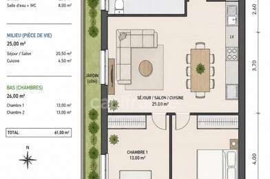 Appartement 3 pièces 128000 €