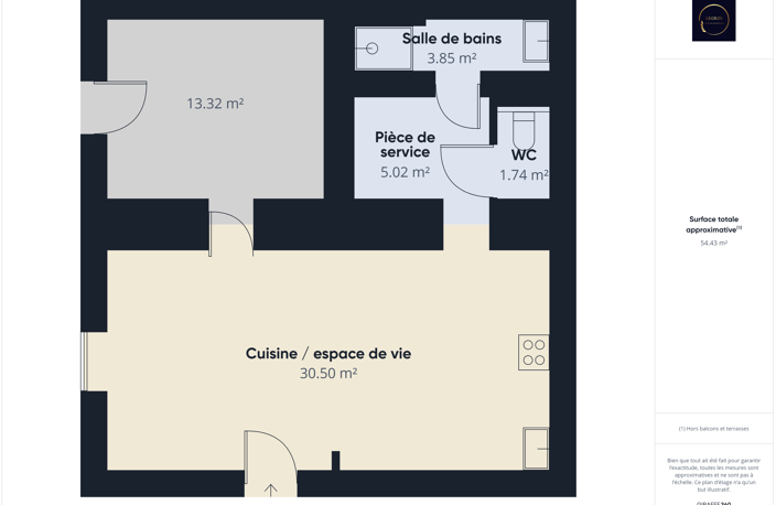 Appartement de type 2 en rdc 54 m2 — photo 2