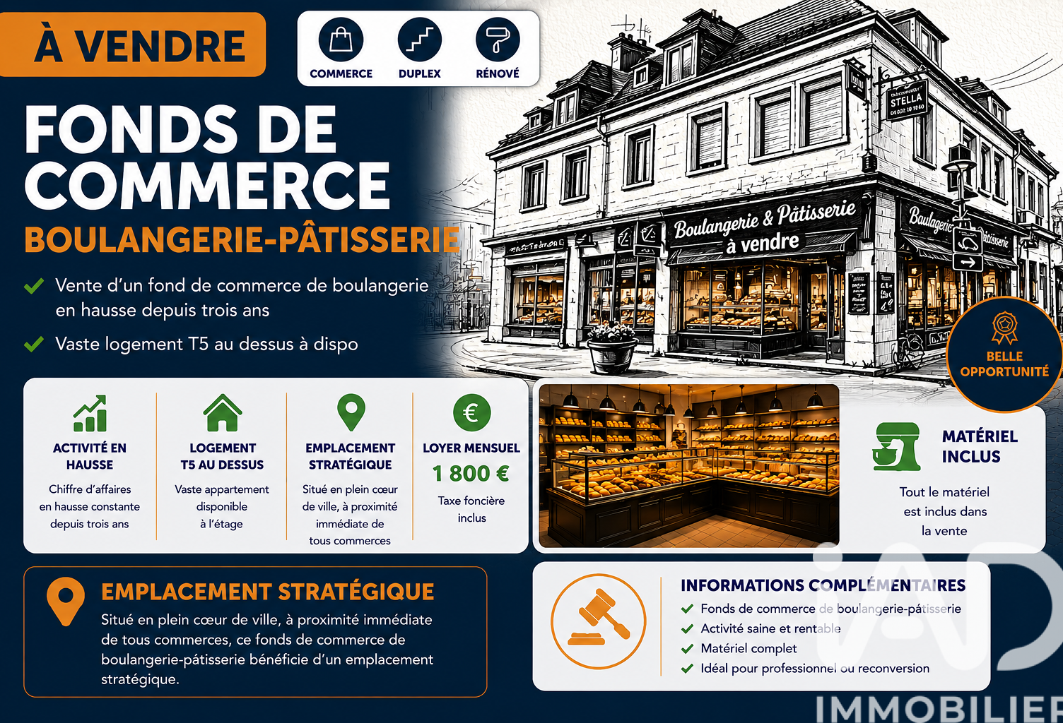 Vente Boulangerie, Pâtisserie 200 m&sup2; — photo 1