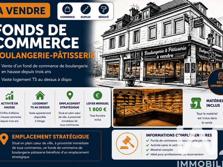 Vente Boulangerie, Pâtisserie 200 m&sup2; — photo 1