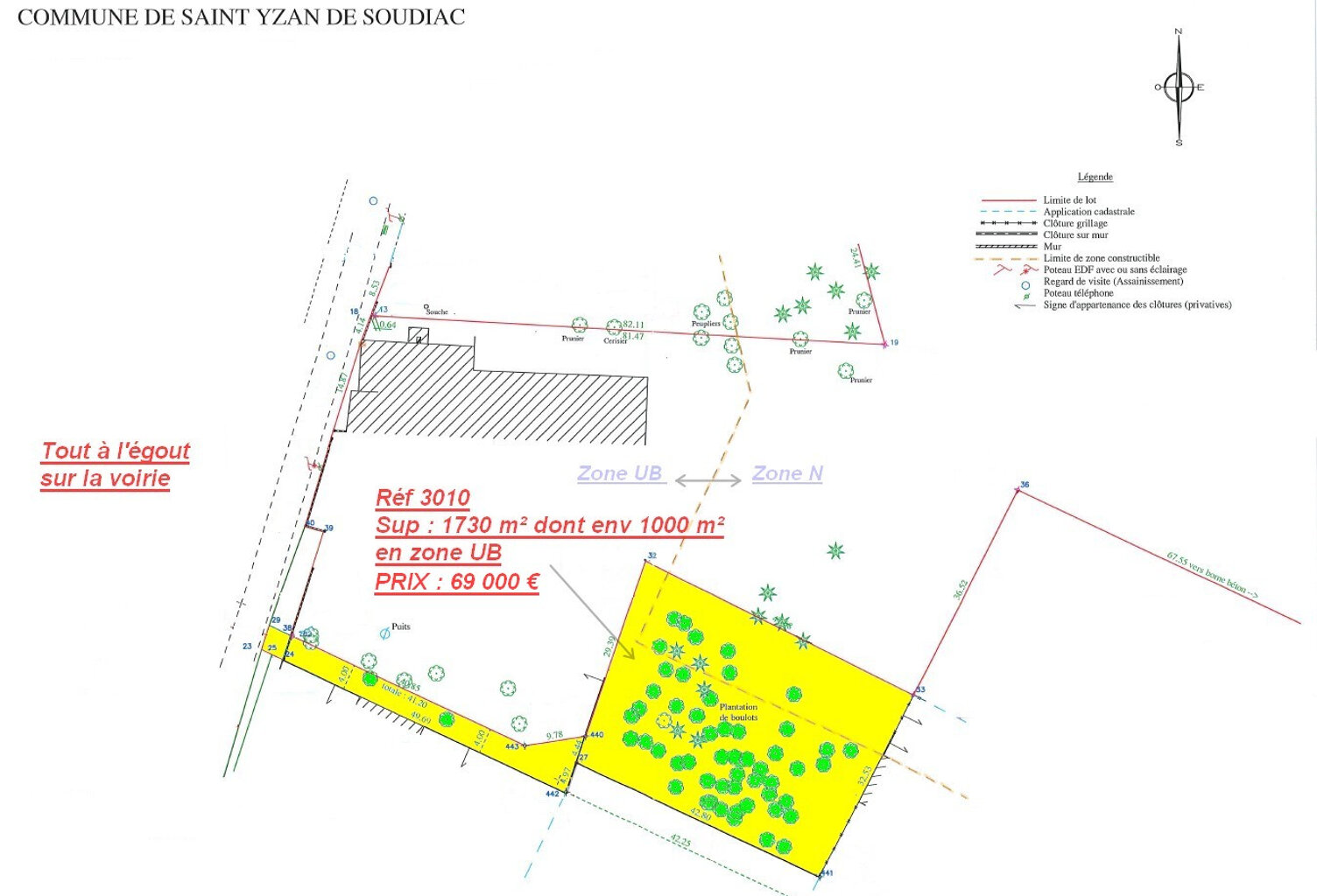 ST YZAN DE SOUDIAC TERRAIN DE 1700 M2 — photo 1