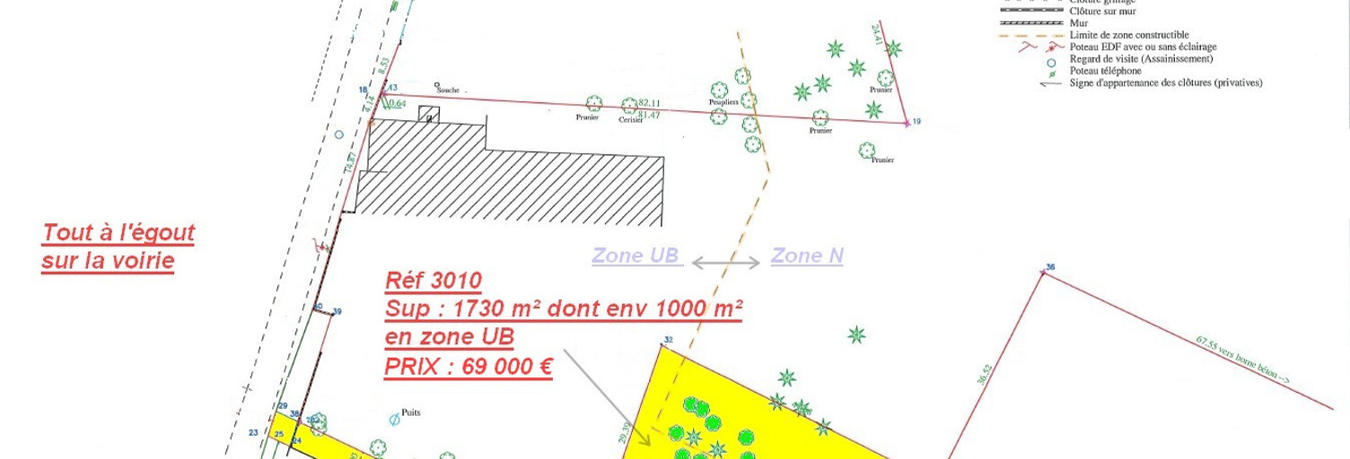 Terrain  1730 m² à vendre à Saint-Yzan-de-Soudiac (33920)