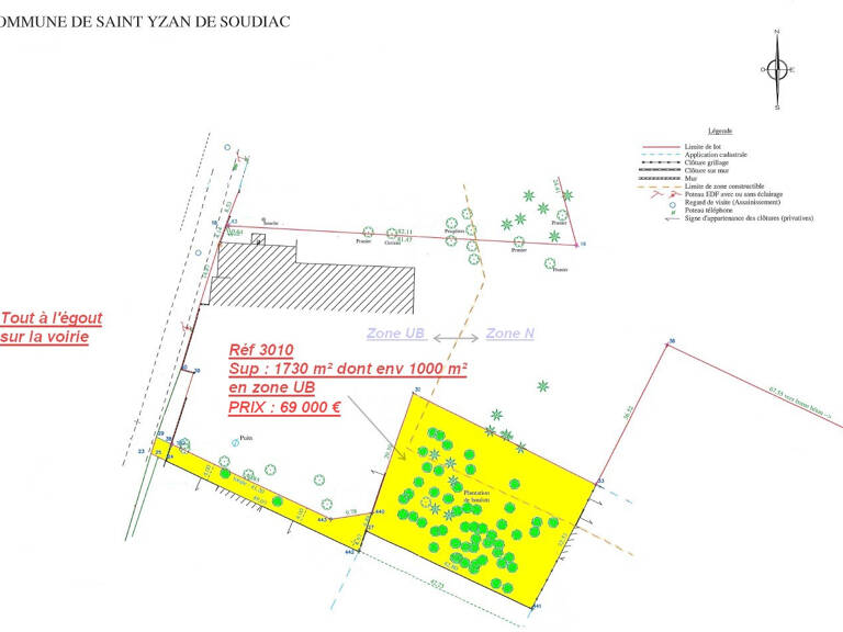 ST YZAN DE SOUDIAC TERRAIN DE 1700 M2 — photo 1