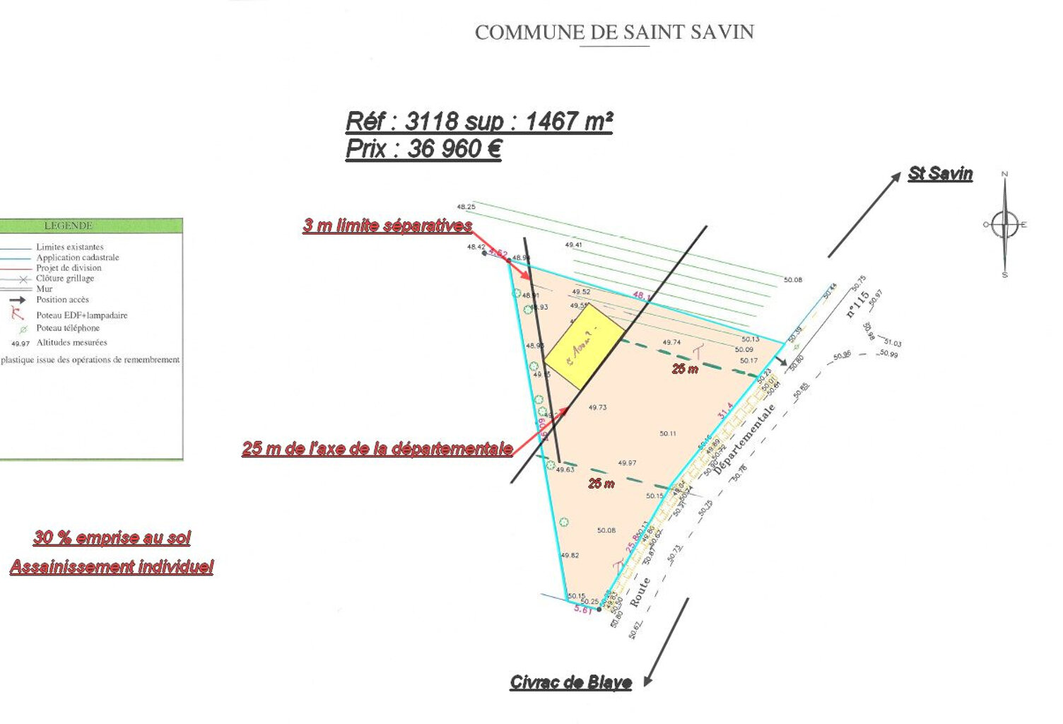 SAINT-SAVIN TERRAIN CONSTRUCTIBLE DE 1460 M2 — photo 1