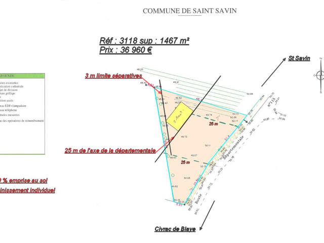 SAINT-SAVIN TERRAIN CONSTRUCTIBLE DE 1460 M2 — photo du bien
