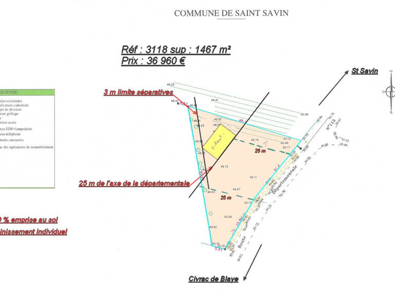 SAINT-SAVIN TERRAIN CONSTRUCTIBLE DE 1460 M2 — photo 1