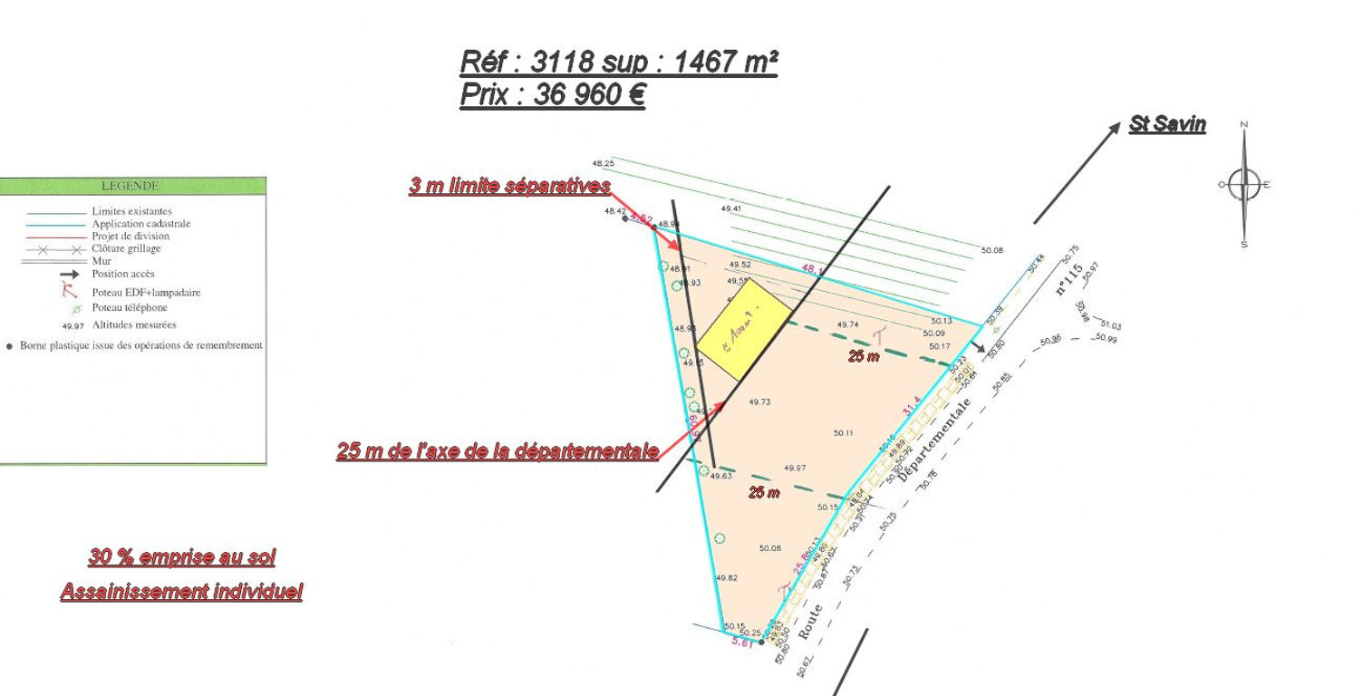 SAINT-SAVIN TERRAIN CONSTRUCTIBLE DE 1460 M2 — photo 1
