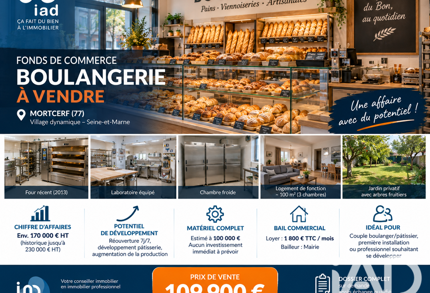 Vente Boulangerie, Pâtisserie 140 m&sup2; — photo 1