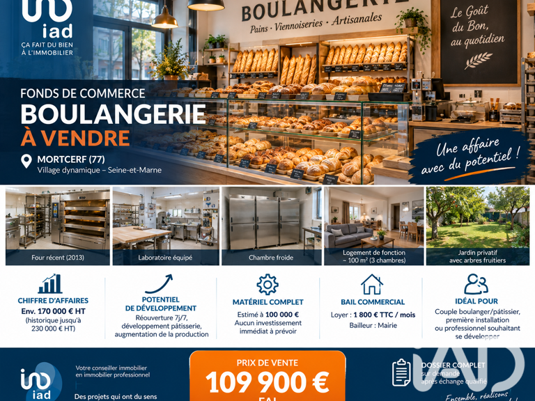 Vente Boulangerie, Pâtisserie 140 m&sup2; — photo 1