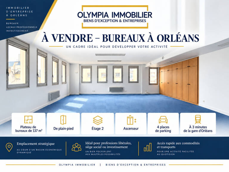 Bureaux à Vendre - Proximité Gare Orléans - 137 m2 - 4 parki — photo 1