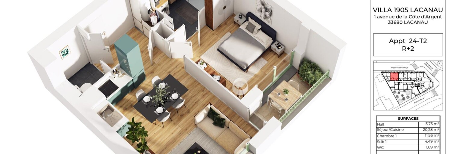 Appartement 2 Pièces 46 m² à vendre à Lacanau (33680)