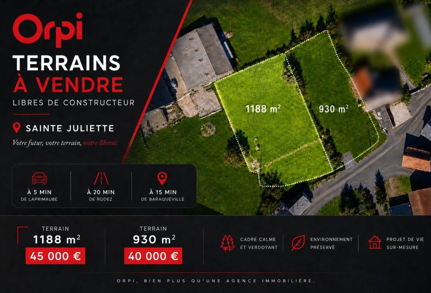   Terrain constructible de 1 188 m² à 5 minutes de La Primaube ! — photo 1