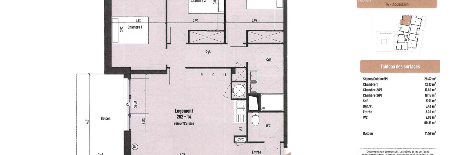 Appartement 4 Pièces 80 m² à vendre à Cers (34420)