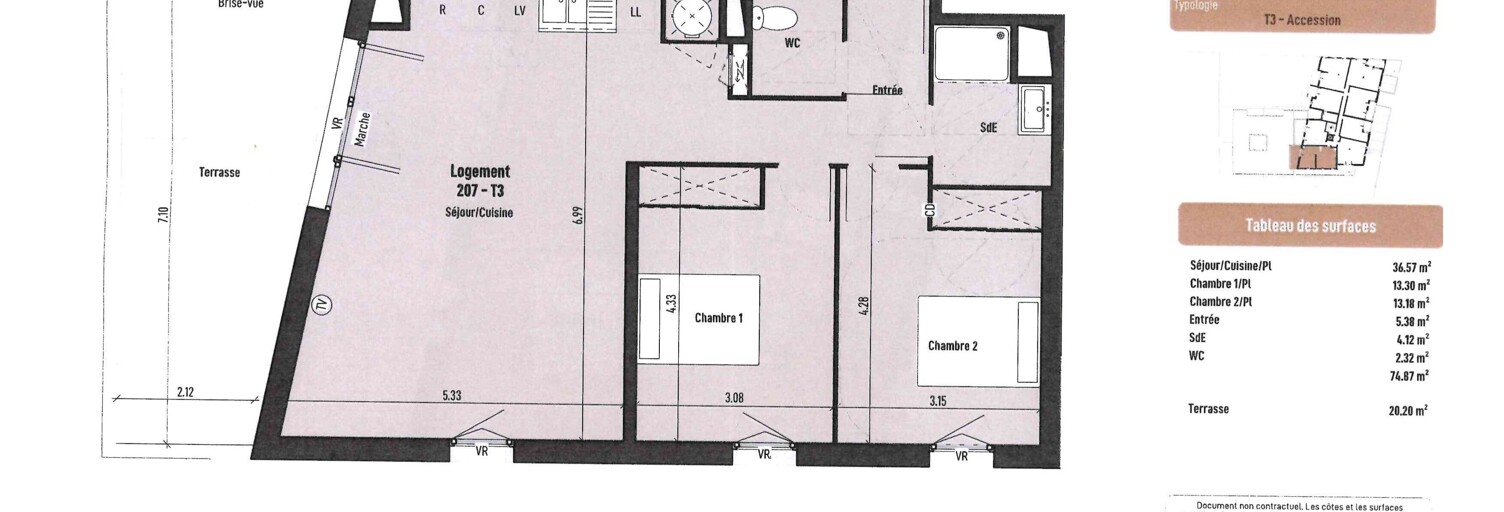 Appartement 3 Pièces 74 m² à vendre à Cers (34420)