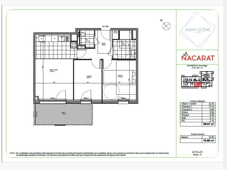 Florange - 58m² - 3p. - 2ch.