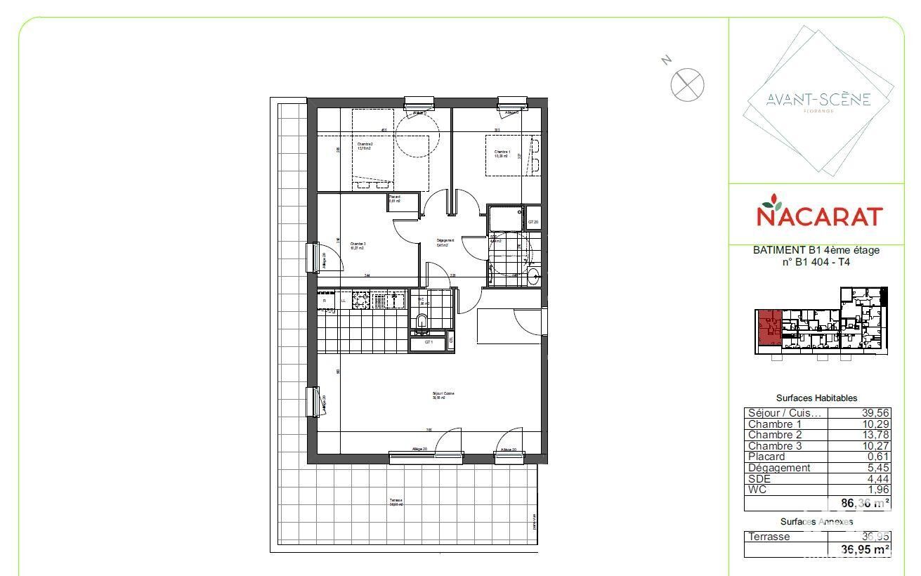 Florange - 86m² - 4p. - 3ch.
