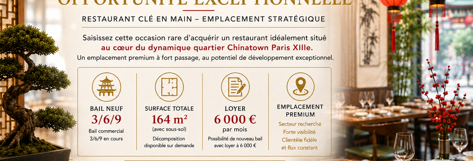Commerce  160 m² à vendre à Paris 13 (75013)