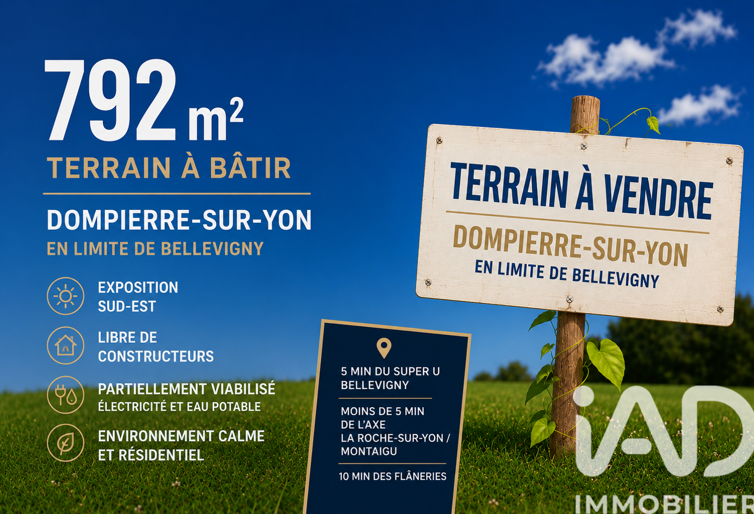 Vente Terrain à bâtir 792 m&sup2; — photo 1