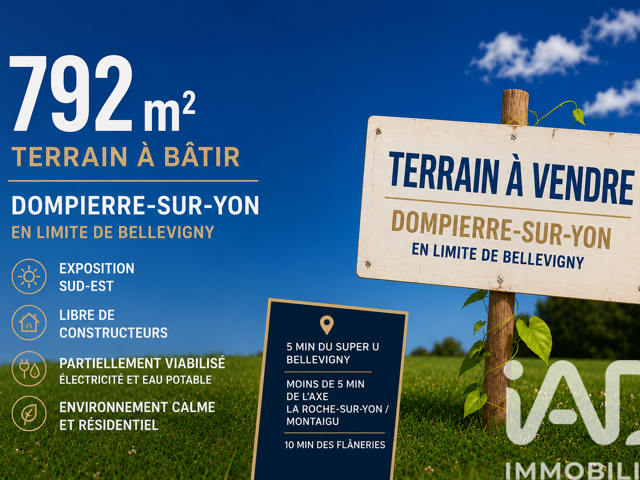 Vente Terrain à bâtir 792 m&sup2; — photo du bien
