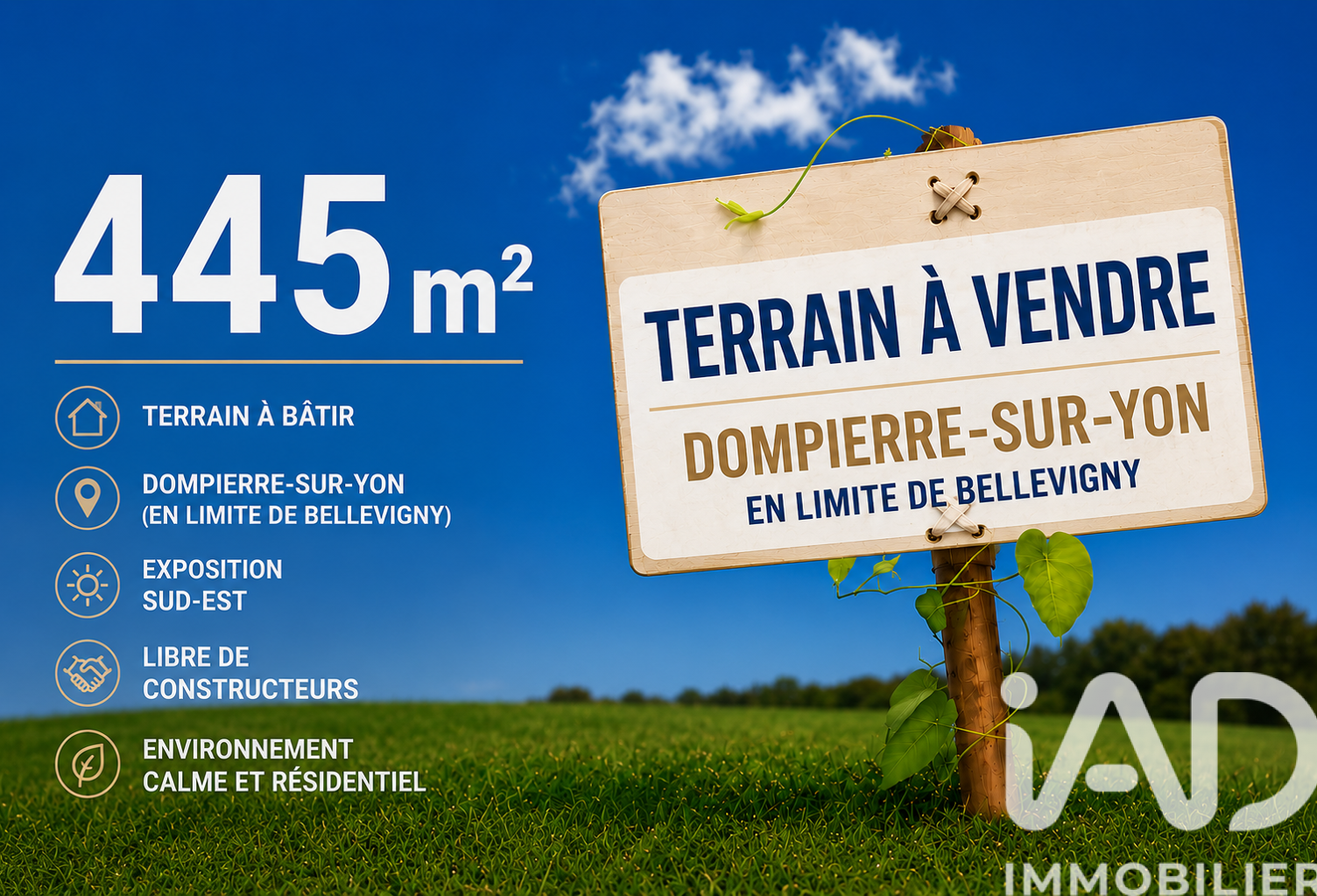 Vente Terrain à bâtir 445 m&sup2; — photo 1