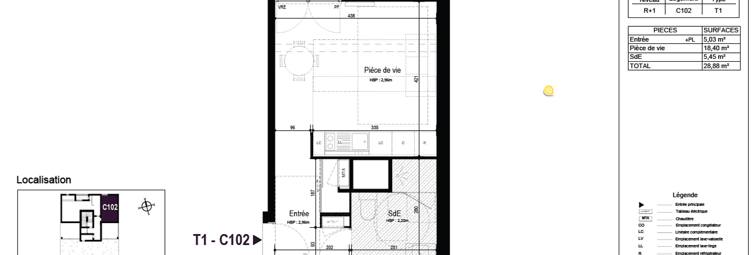Appartement 1 Pièce 28 m² à louer à Bordeaux (33100)