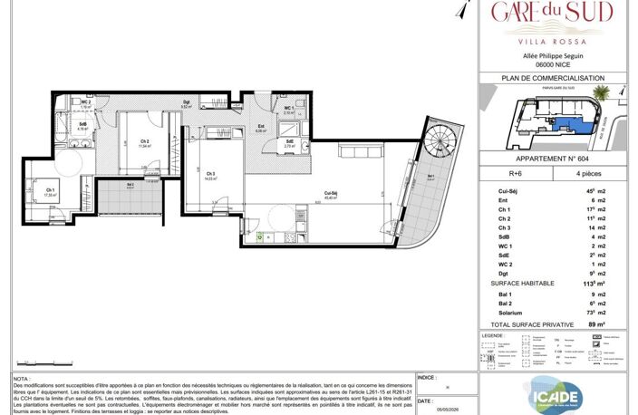 SUPERBE APPARTEMENT TYPE 4 113 M2 AVEC DOUBLE BALCON ET SOLARIUM PRIVATIF EN DERNIER ÉTAGE DANS PROGRAMME IMMOBILIER NEUF HAUT DE GAMME À NICE — photo 5