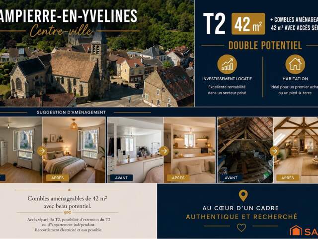 T2 42 m2 centre ville Dampierre-en-Yvelines — photo du bien
