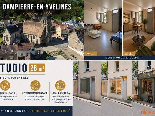 Studio 26 m² centre-ville Dampierre-en-Yvelines — photo du bien
