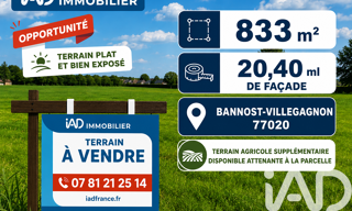 Terrain  833 m² à vendre à Jouy-le-Châtel (77970)