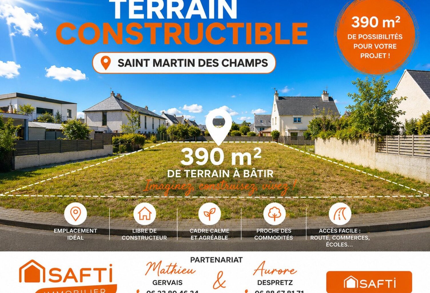 TERRAIN CONSTRUCTIBLE À VIABILISER  SAINT-MARTIN-DES-CHAMPS — photo 1