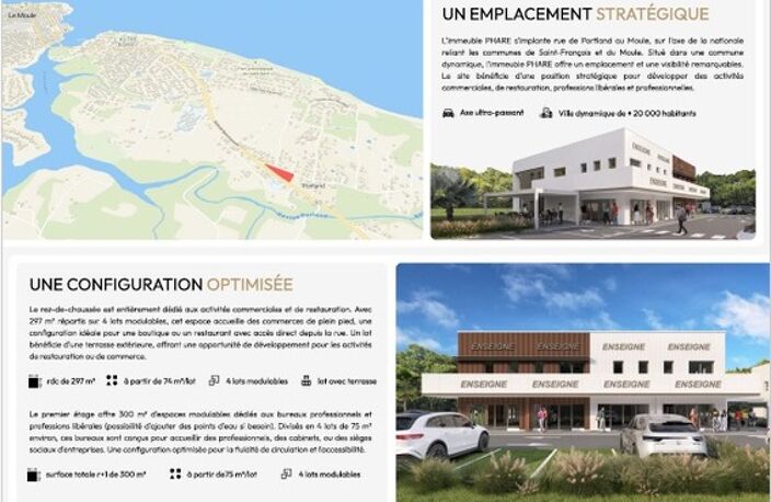 EN EXCLUSIVITE - A LOUER – LOCAUX COMMERCIAUX & PROFESSIONNELS – LE MOULE (QUARTIER PORTLAND) — photo 2