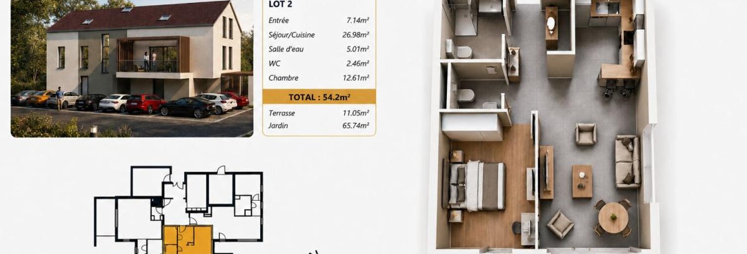 Appartement 2 Pièces 54 m² à vendre à Verny (57420)
