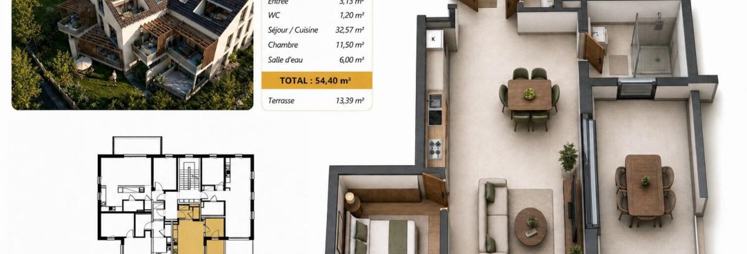 Appartement 2 Pièces 54 m² à vendre à Verny (57420)