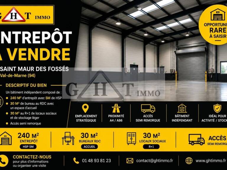 A VENDRE ENTREPOT BUREAU SAINT MAUR DES FOSSES — photo 1