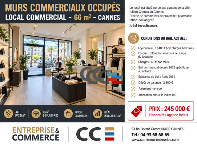 Murs occupés CANNES 66 m2 — photo du bien