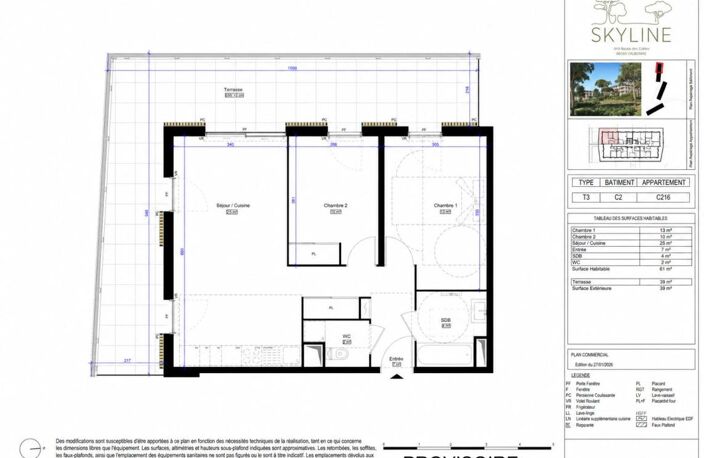 APPARTEMENT TYPE 3 61 M2 - AVEC TERRASSE PRIVATIVE DE 39 M2 BIEN EXPOSÉE ET PARKING PRIVATIF EN SOUS-SOL - À VENDRE EN VEFA DANS PROGRAMME IMMOBILIER NEUF HAUT DE GAMME — photo 3
