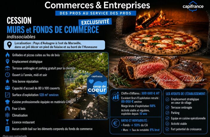 Restaurant Pizzeria Grillades - Murs et Fonds de commerce à céder PAYS D'AUBAGNE (13) — photo 2