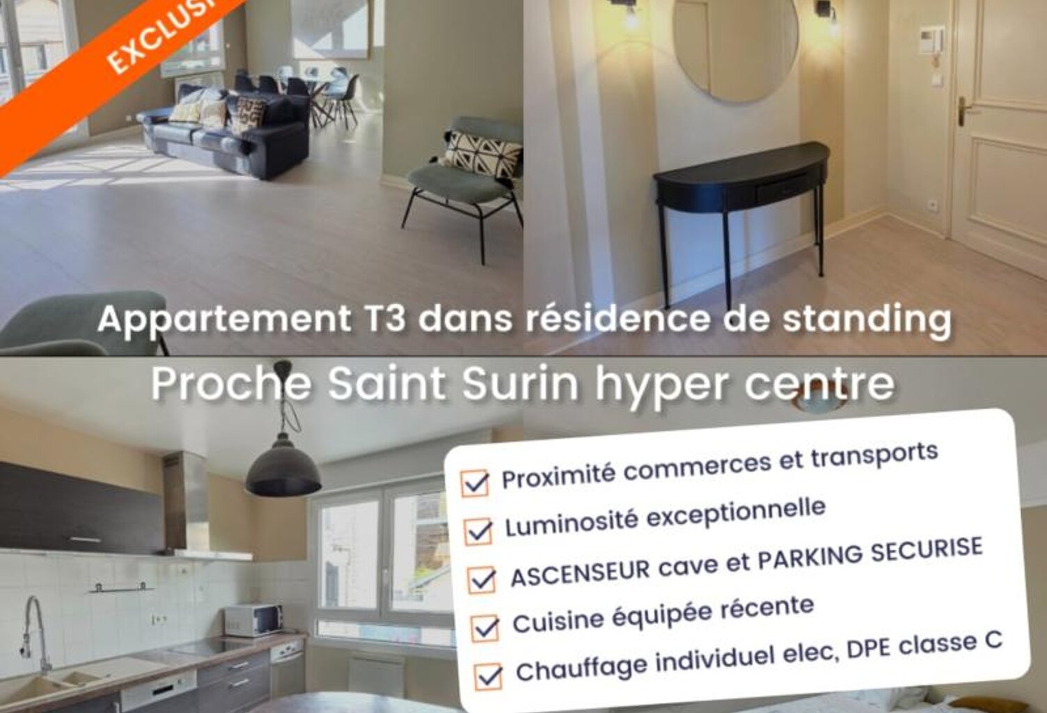 EN EXCLUSIVITE APPARTEMENT TYPE 3 AVEC ASCENSEUR - CAVE ET PARKING SECURISE DANS RESIDENCE STANDING — photo 1