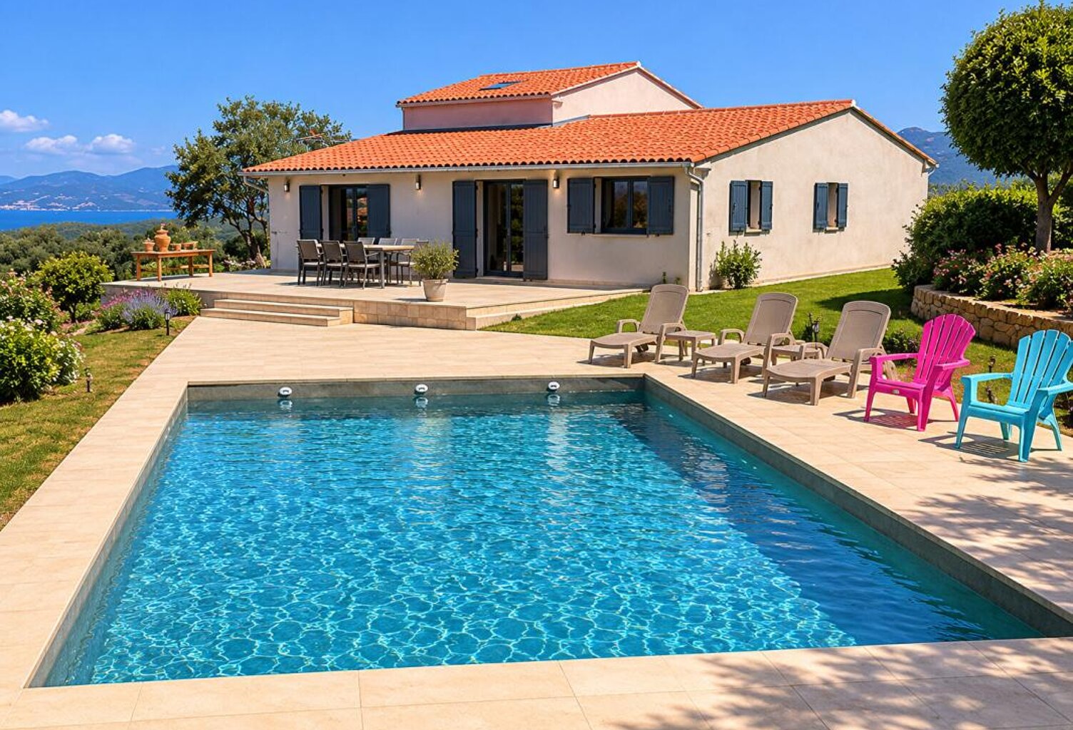 Propriano, Superbe propriété de 2 villas, piscine, vue mer, terrain de 3793 m2, vue panoramique — photo 1