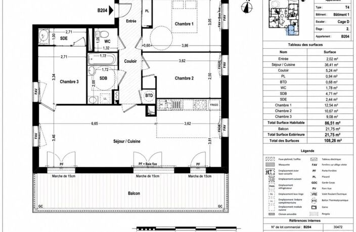 APPARTEMENT NEUF TYPE 4 DERNIER ÉTAGE AVEC TERRASSE ET TRIPLE STATIONNEMENT PRIVATIF EN SOUS-SOL -- DANS RÉSIDENCE NEUVE EN VEFA -- POSSIBILITÉ DE TVA RÉDUITE ET PTZ SOUS CONDITIONS D'ÉLIGIBILITÉ (PRIX RÉDUIT 380 700€ EN TVA 5,5%) -- — photo 3