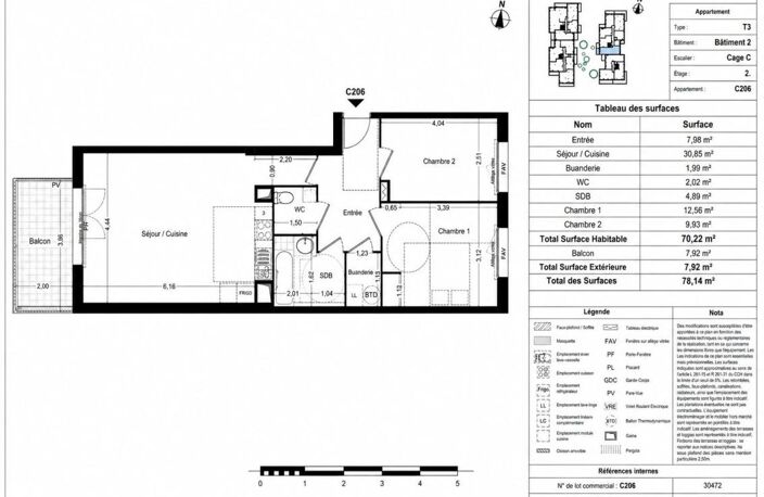 APPARTEMENT DERNIER ÉTAGE TYPE 3 AVEC TERRASSE ET DOUBLE PARKING EN SOUS-SOL DANS RÉSIDENCE NEUVE EN VEFA -- POSSIBLE TVA RÉDUITE À 5,5% SOUS CONDITIONS D'ÉLIGIBILITÉ (PRIX D'ACQUISITION RÉDUIT À 287500 €) -- — photo 2