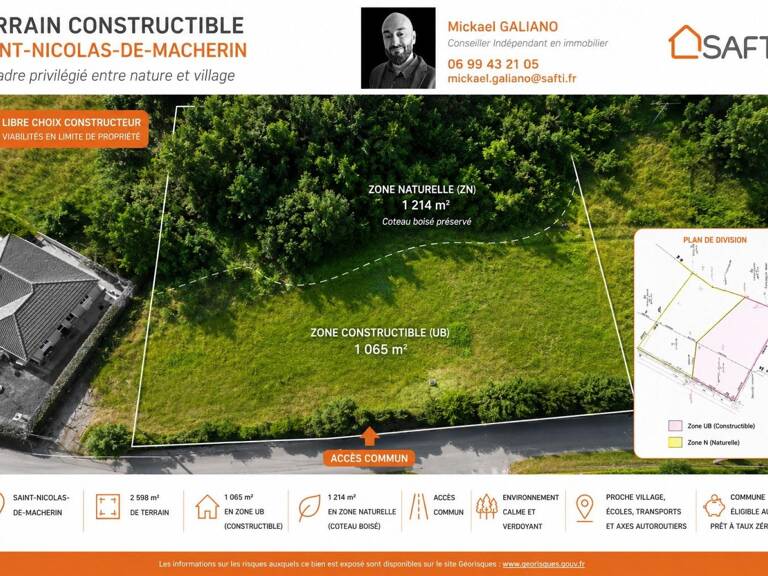 TERRAIN CONSTRUCTIBLE SECTEUR SAINT-NICOLAS-DE-MACHERIN — photo 1