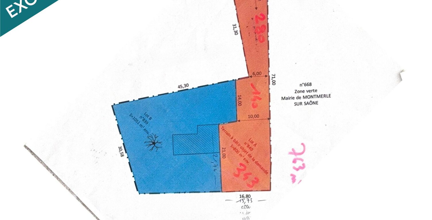 Vente terrain  763 m² Montmerle-sur-Saône (01090) — photo 1