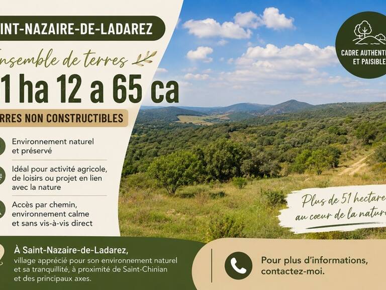 SAINT-NAZAIRE-DE-LADAREZ  (34) – Ensemble de terres de 51 ha 12 a 65 ca — photo 1