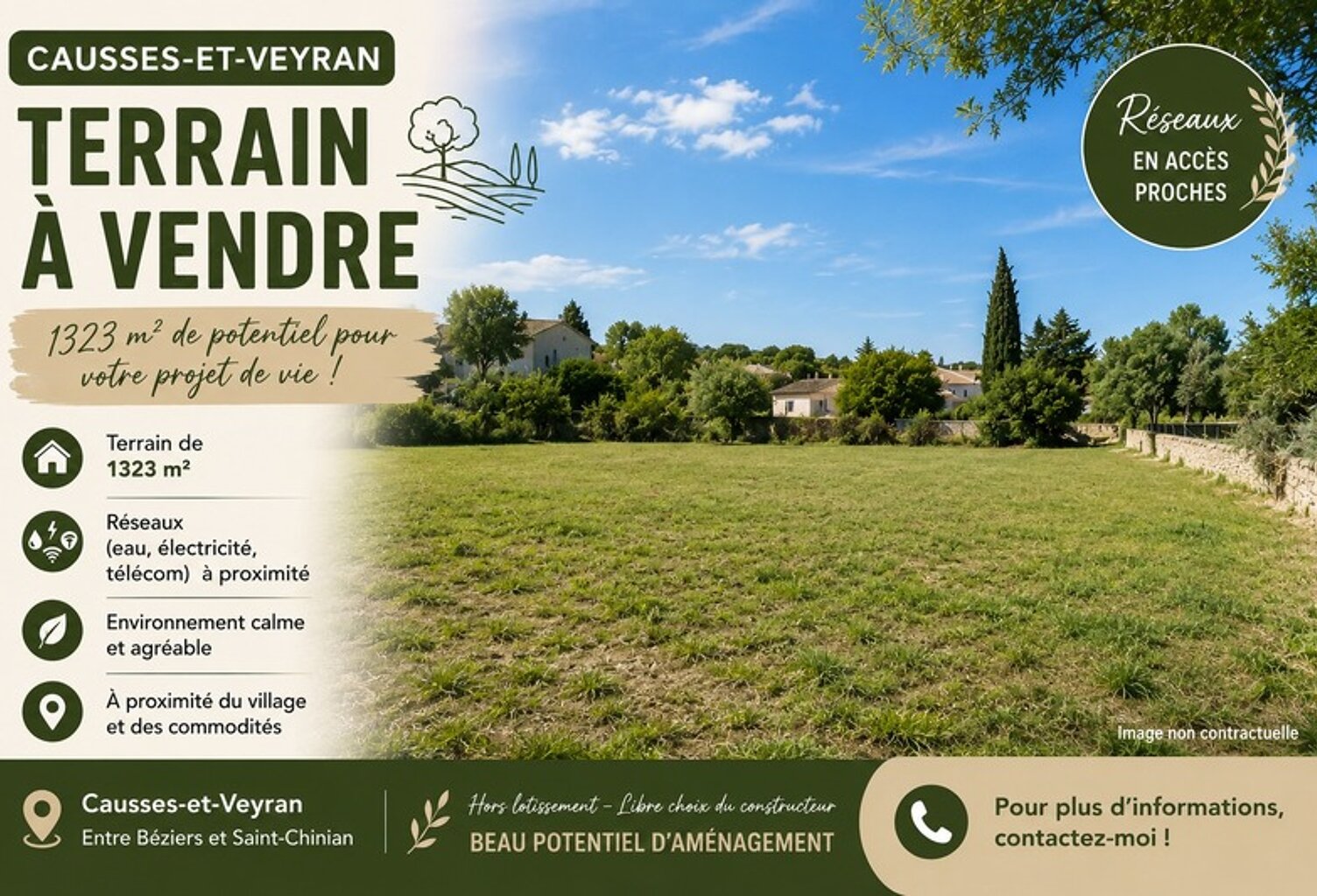 Terrain à vendre  CAUSSES ET VEYRAN (34) — photo 1