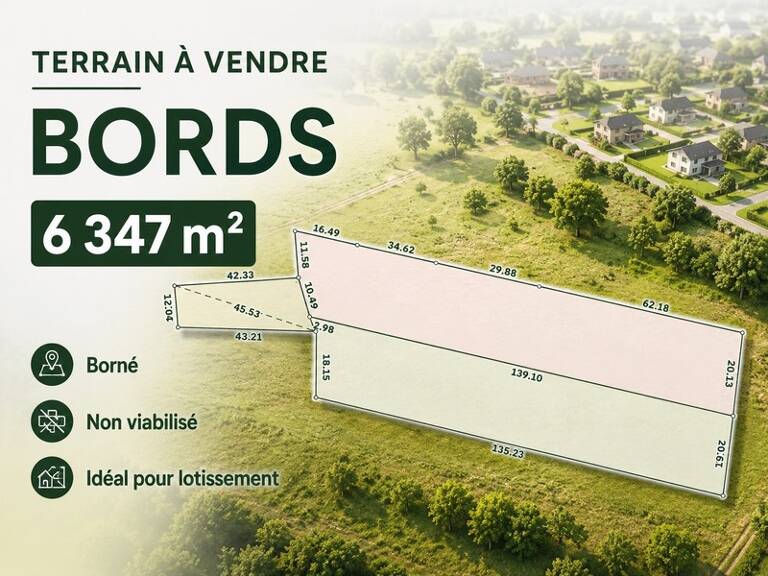 Terrain 6 347 m² à Bords – borné – idéal lotissement — photo 1