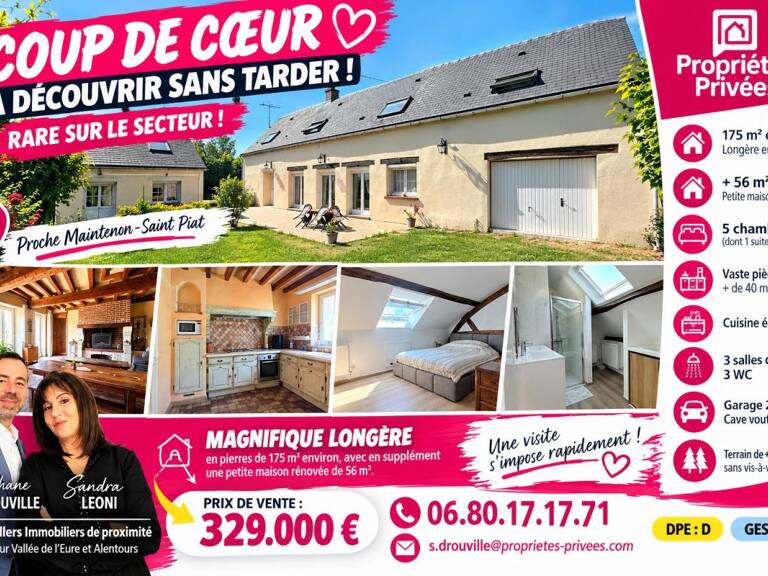 PROCHE MAINTENON - JOUY RAVISSANTE LONGERE de 175 m² + DEPENDANCE HABITABLE de 56 m² — photo 1