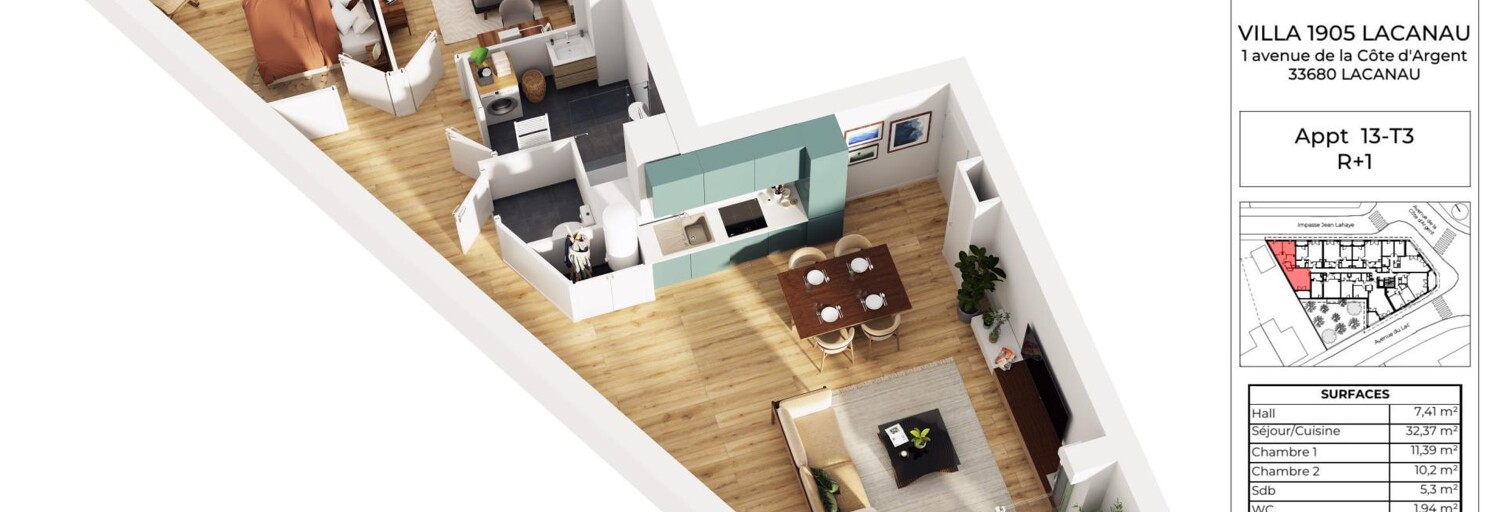 Appartement 3 Pièces 69 m² à vendre à Lacanau (33680)