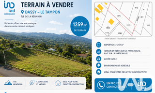 Terrain  1259 m² à vendre à Le Tampon (97430)